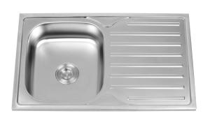China Topmount Kitchen Single Bowl Sink With Drainboard One Tap Hole wholesale