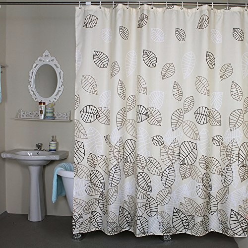 Walmart Bathroom Leaves Plastic Waterproof Thick Window Shower Curtains With Hooks