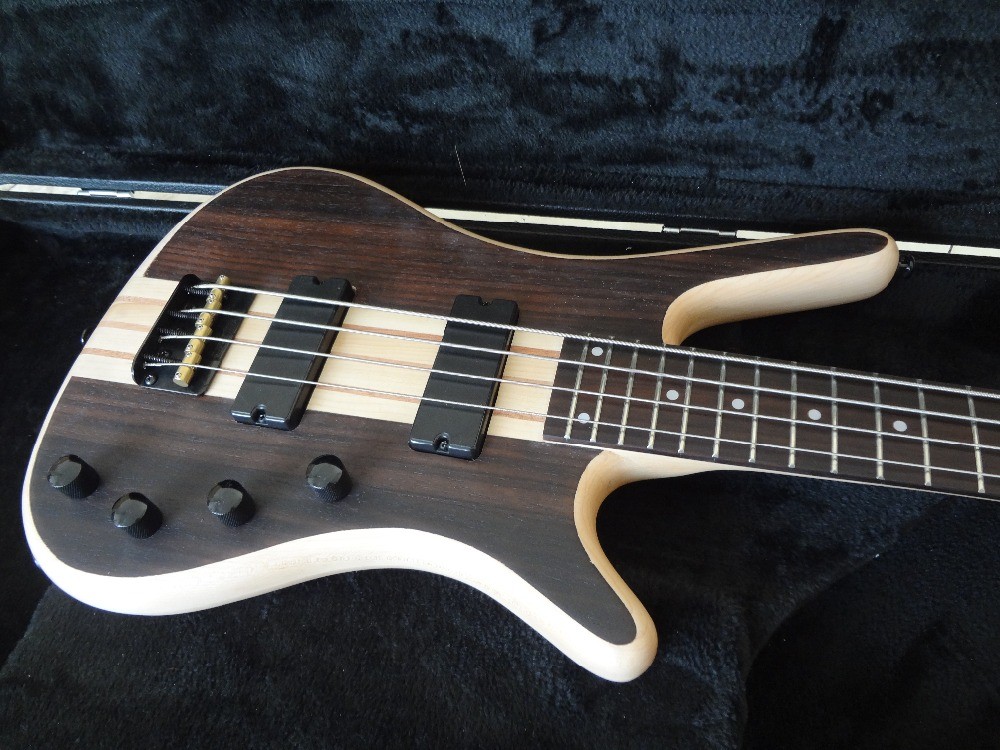 4 string bass guitar walnut wood top with Ash body Original bridges Neck through body MOP dot inlay on rosewood fretboar
