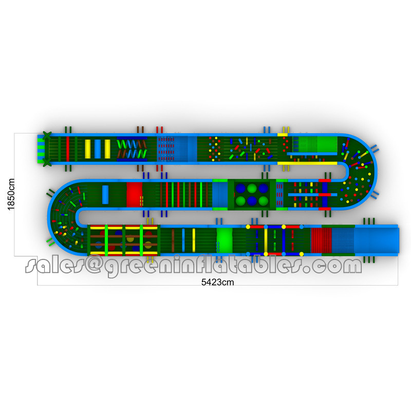 Best Lead Free Pvc Tarpaulin Material Custom Inflatable Obstacle Course Equipment Trampoline Amusement Theme Park