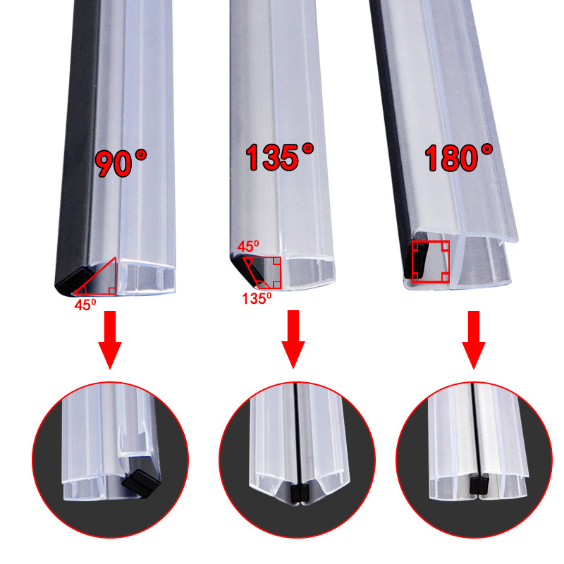 10mm 90° Bathroom Shower Door Seal Strip PVC Magnetic Door Weatherstrip