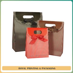 China large size paper bag /shopping bag with beautiful silk ribbon wholesale