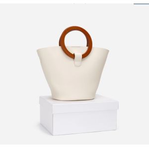China 20cm Womens Leather Bag Portable Ring Handle Bucket Bag wholesale