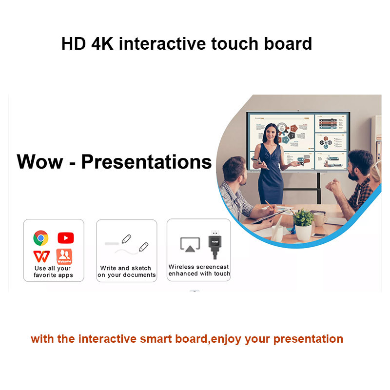 Lcd Interactive Whiteboard 75 86 98 Inches 4K Screen Android OS For Education