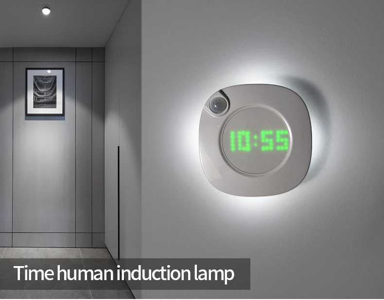 600MAH 0.3W USB Rechargeable Motion Sensor Light Digital Display Time Clock Magnet Attach