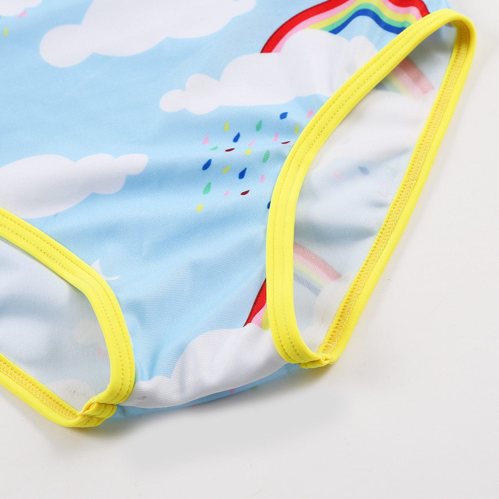 Kid's rainbow print sport style swimwear one piece swimsuit