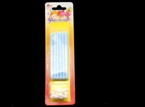 China Paraffin Wax Skinny Long Birthday Candles , Blue Color Tall Candles For Cake wholesale