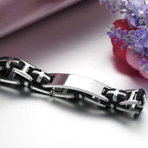 China Tagor Stainless Steel Jewelry Super Fashion Silicone Leather Bracelet Bangle TYSR110 wholesale