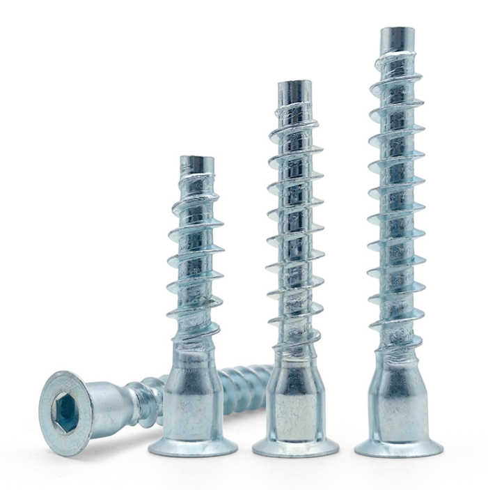 Yellow White Zinc Plated M7X50 Furniture Screw Hexagonal Socket Wooden Euro Confirmat Screw