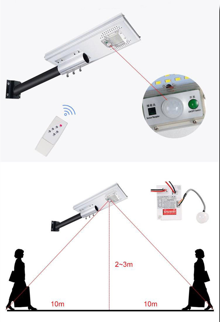 Motion Sensor Solar Parking Lot Lights With Pole 100w 2700k-6500k Color Temperature
