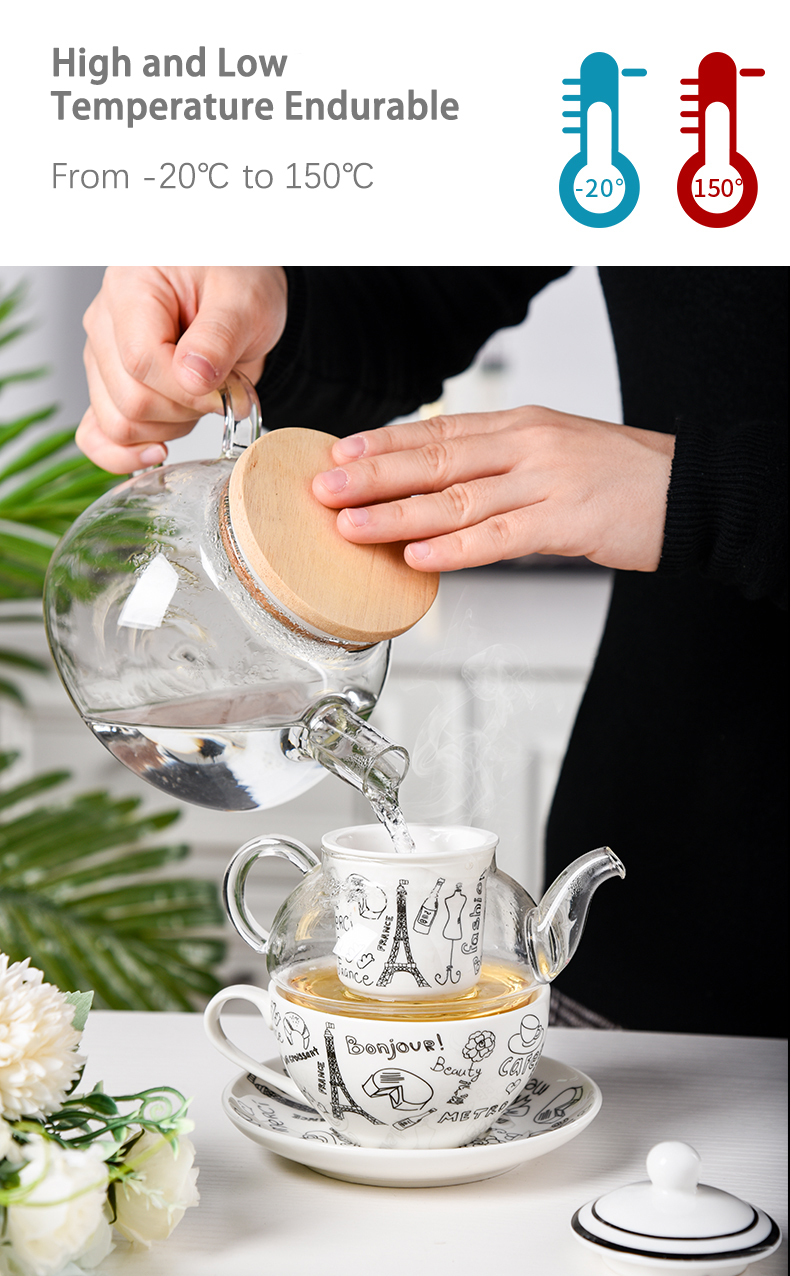 Sustainable Ceramic Tea Set Porcelain Teapot And Cup With Infuser Strainer