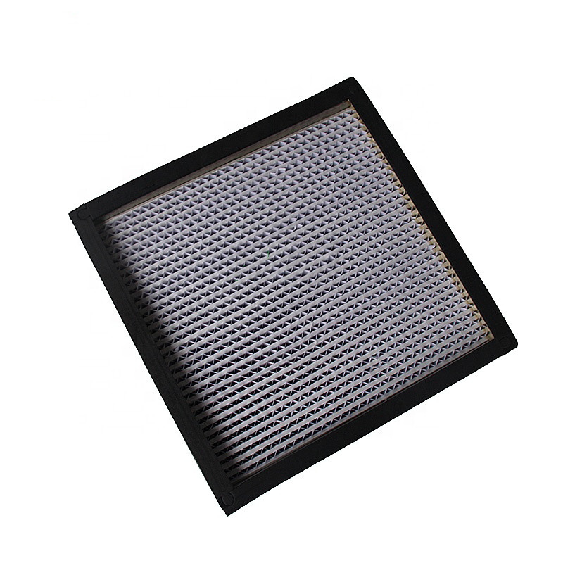 Mini Pleat Air Filter Equipment 24*24*12cm Fiberglass Media With Hood