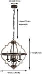Rustic Farmhouse Metal Chandelier Lighting Distressed Wood Ceiling Light Foyer