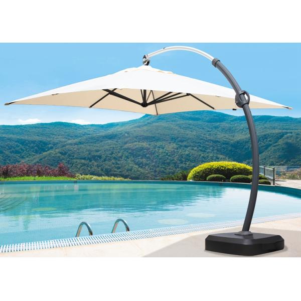 Wind Resistant Square Patio Umbrella White Garden Parasol 350cm X 350cm