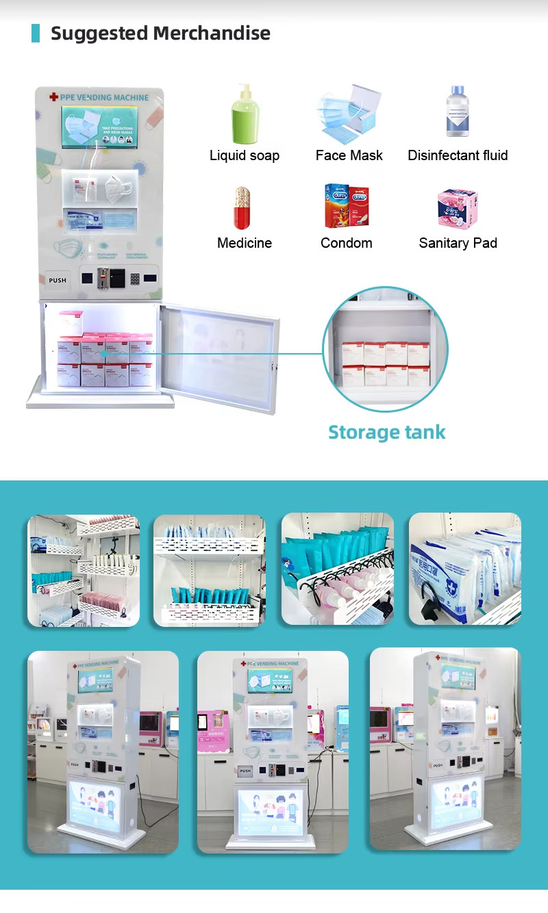 Coin Token Dispenser Vending Machine Cashless PPE Products Vending Machine for Shopping Mall
