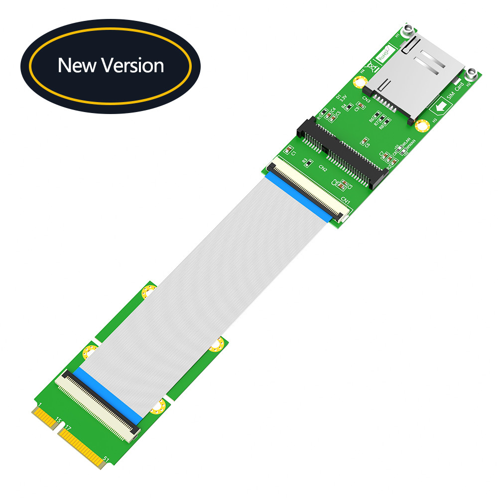 Mini PCI-E 52Pin To MPCIe Wireless Adapter Card With 1 SIM Slot FPC Cable For Test Wifi Module Or 3G 4G LTE WWAN Modem