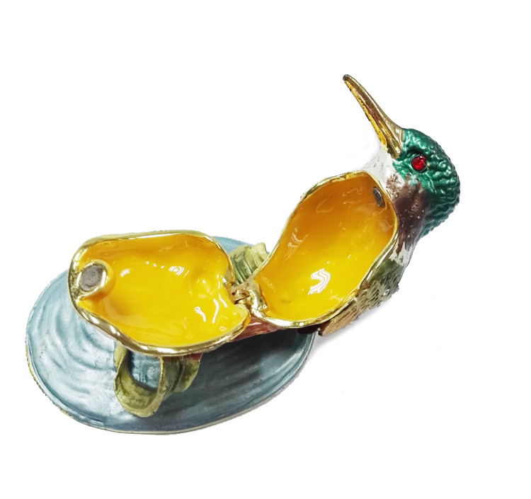 Top sale bird shaped metal jewelry box bird enamel trinket boxes