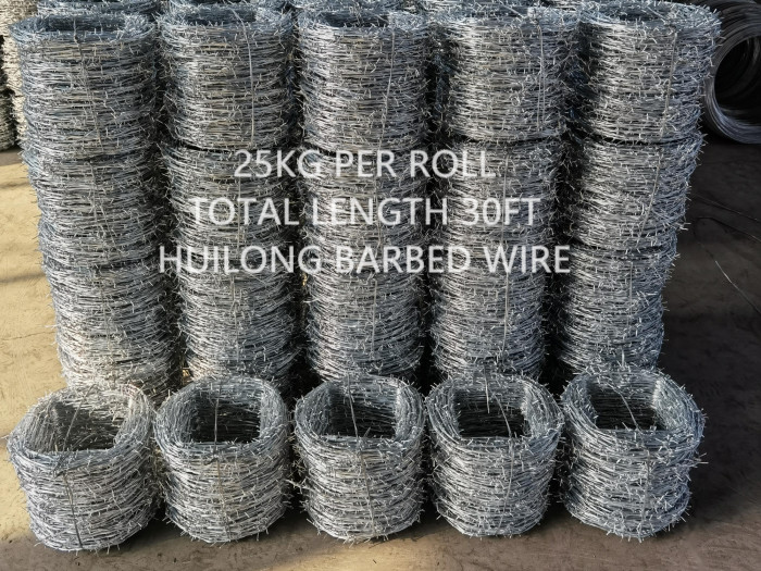 30feet Length Galvanized Barbed Wire 25kg Roll For Agriculture