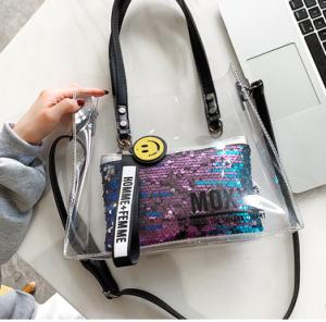 China Hot Stamping 0.25MM PVC Handbags With Two Braid Hands wholesale