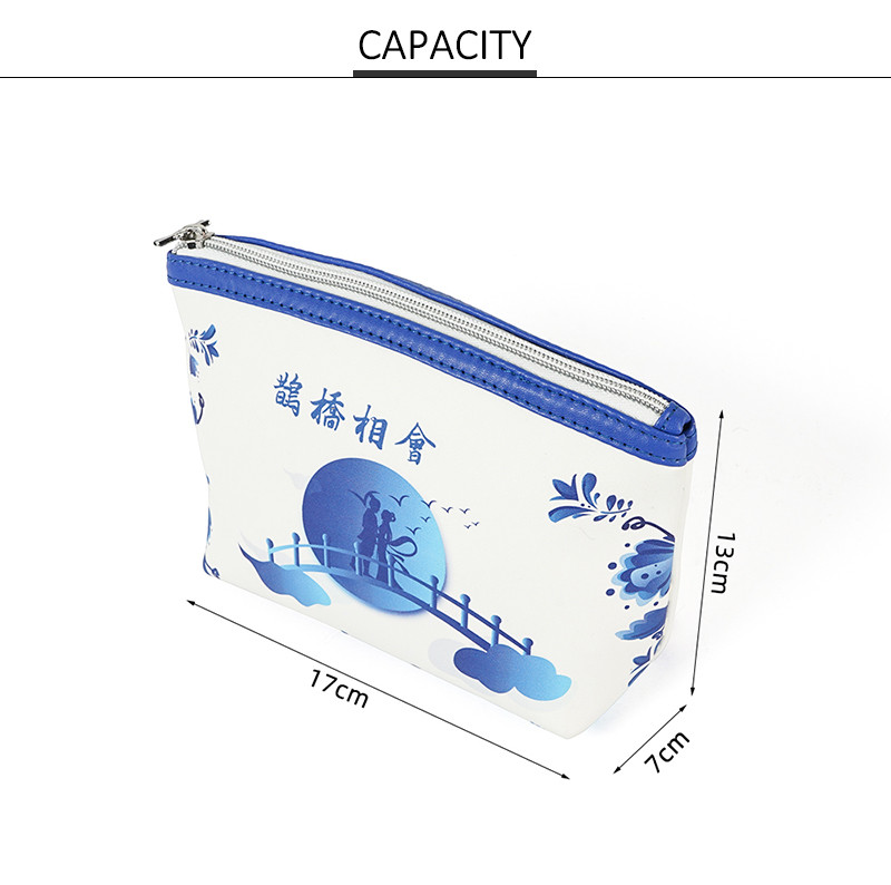 Zipper Closure PU Leather Cosmetic Purse Bag