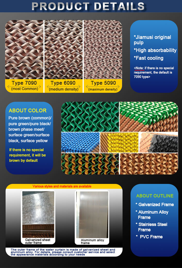 Hot Galvanized Steel Evaporative Cooling Pad Wall For Greenhouse Poultry Pig Farm