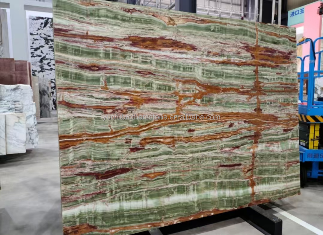 Polished Surface Finishing Pakistan Bamboo Onyx Marble Slabs for Table Modern Design Style