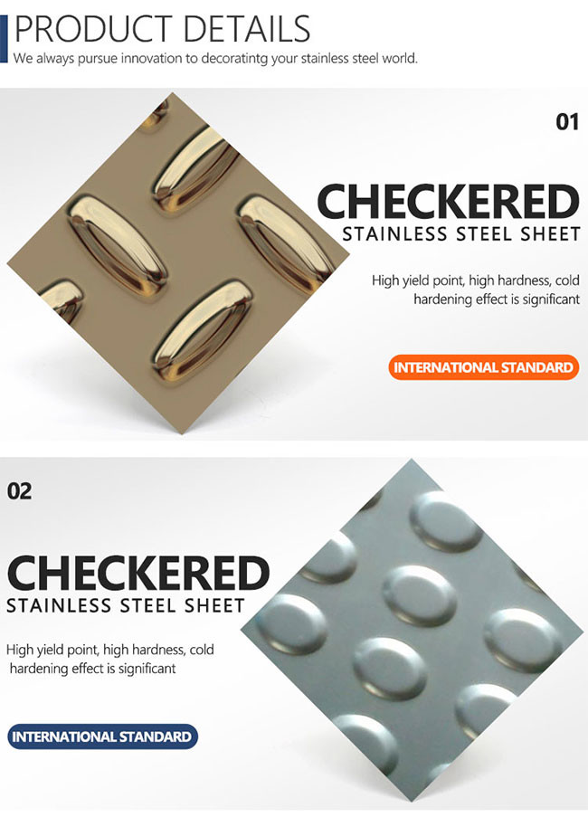 2mm 1.5mm 1.0mm Stainless Steel Checkered Sheet Decorative Metal Ss304 Ss316