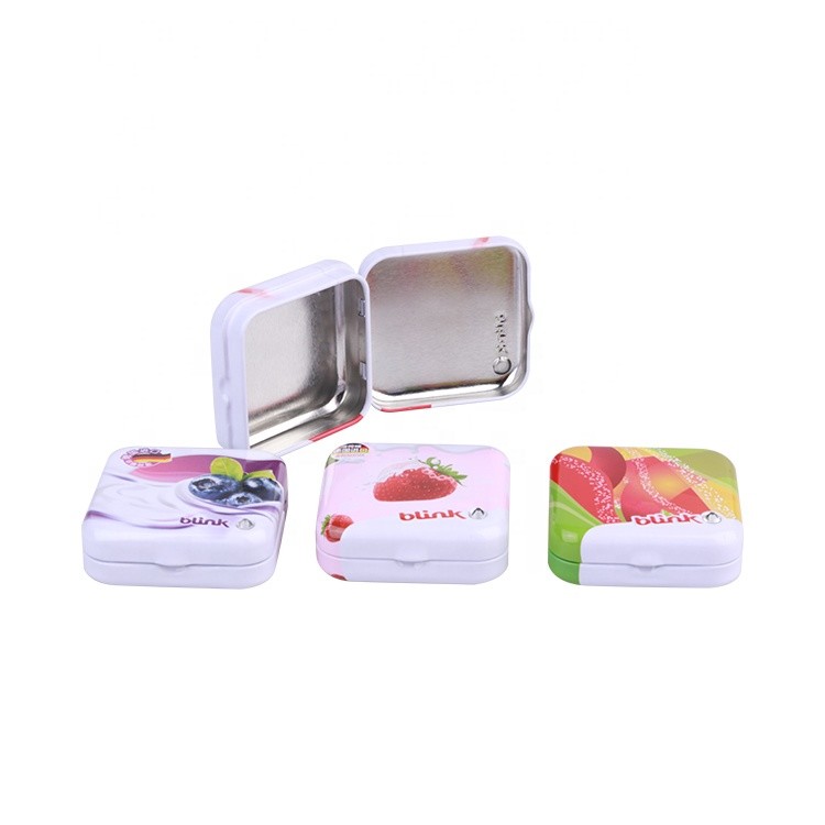 Small Square Tin Box with Lid Printed Metal Storage Boxes for Mints Tin Food Containers