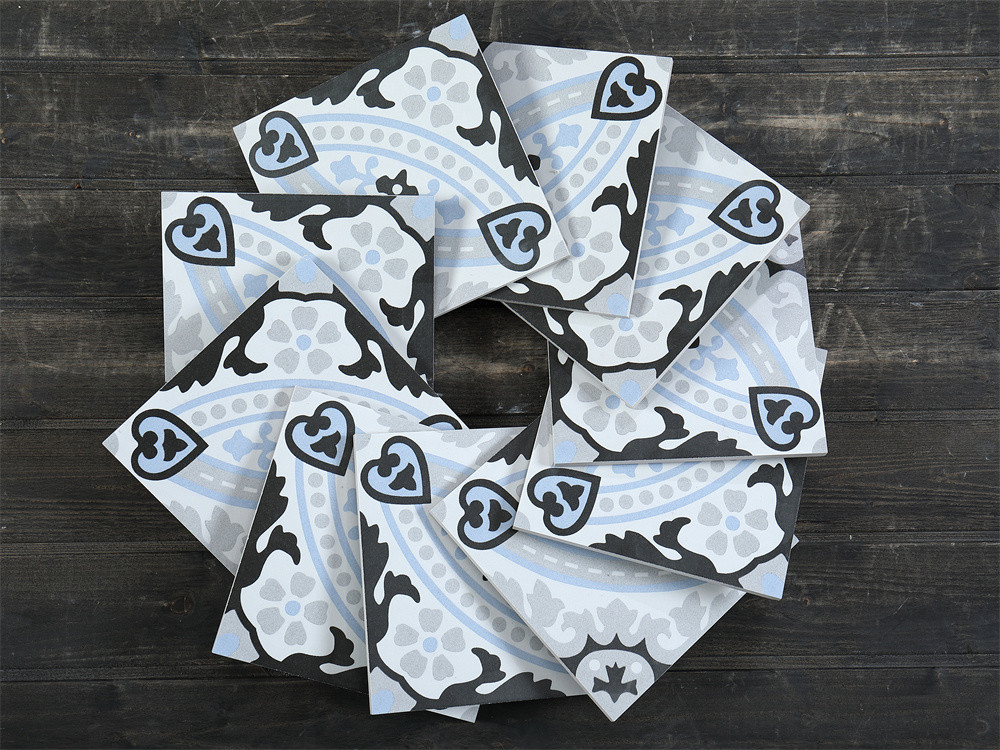 No Fade Blue 200x200mm Flower Ceramic Rustic Tiles For Decoration And Wear-Resistant Wall Tiles For Bathroom