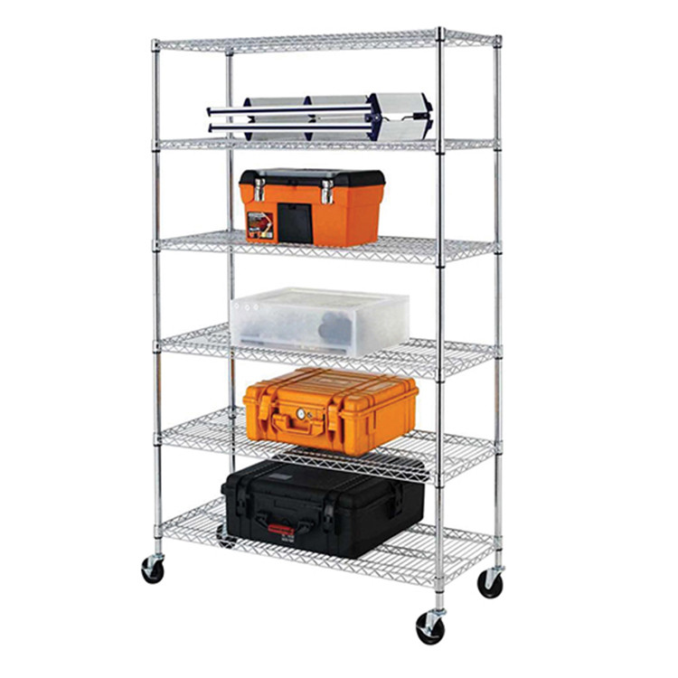 150KGS 12 X 24 Pharmacy Metal Chrome Wire Shelving 4 Shelf Chrome Storage Unit