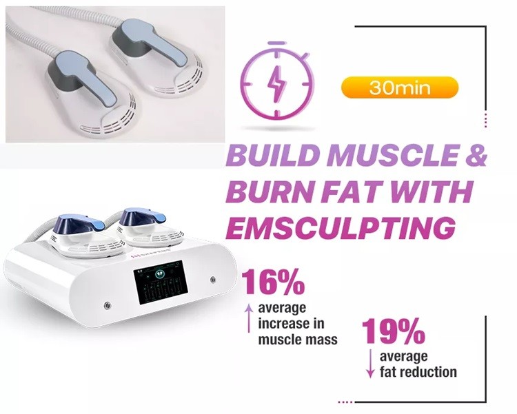 Portable ems body sculpting machine home use 2 handles cellulite reduction rf skin tightening body sculpting machine