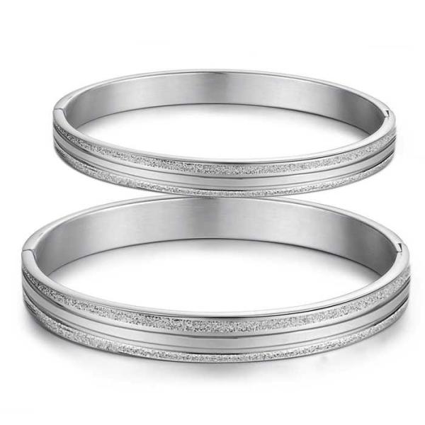 Tagor Jewellery Super Quality 316L Stainless Steel Couple Bracelet Bangle