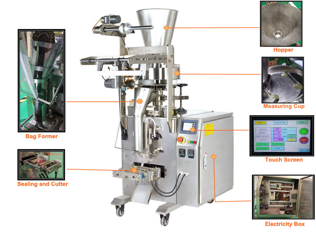 beans packaging filling and sealing sachet bag grain packing machine