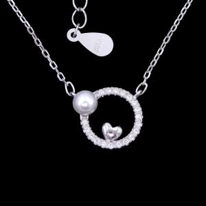 China Korean Style Silver Pearl Necklace Freshwater Pearl With Round Heart Shape wholesale