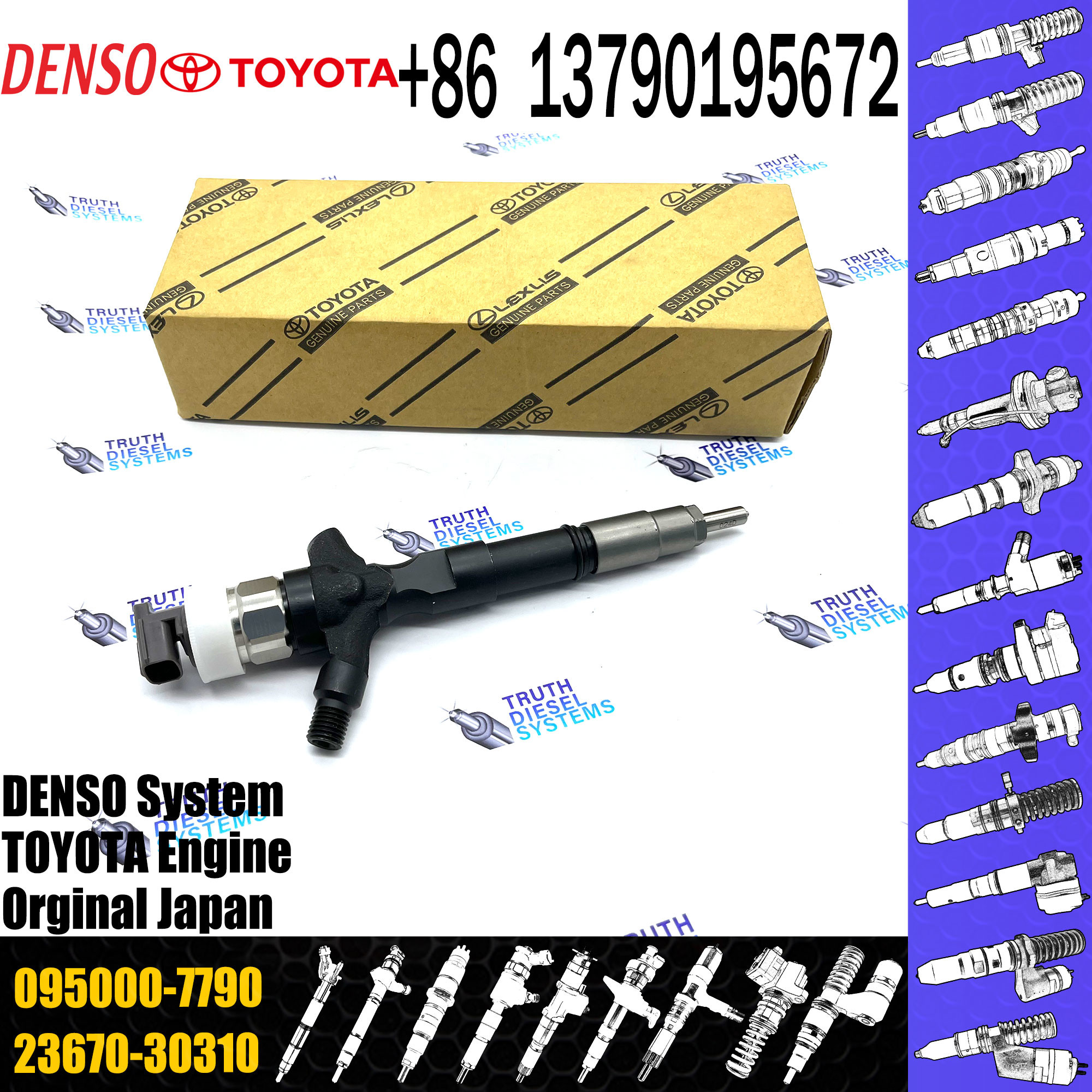Original Injector DCRI107800, 095000-7800, 095000-7790 For Part Number 23670-30150, 23670-30250, 23670-30310