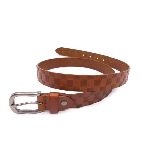 Genuine 3.0cm Embossed Leather Belt With Alloy Pin Buckle