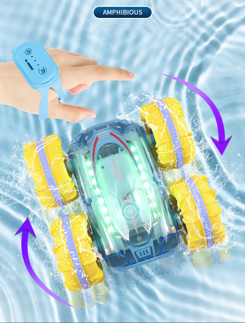 Indoor-Outdoor 2.4G Amphibious Vehicle with Waterproof Design and Double-Sided Stunt