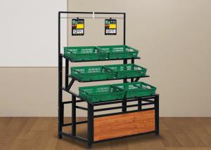 China Waterproof Q235 Steel Vegetable Display Rack 3 Tier Metal Basket Stand wholesale