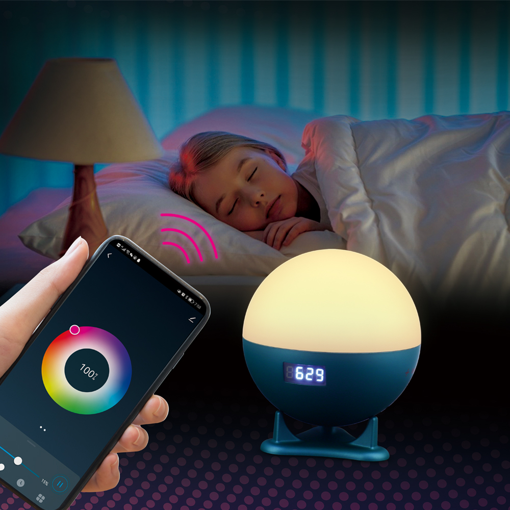 Smart Tuya Wake Up Light Alarm Clock Touch Sense 16 Colors Multi Functional Night Light With Sleep Aid Music For Bedroom