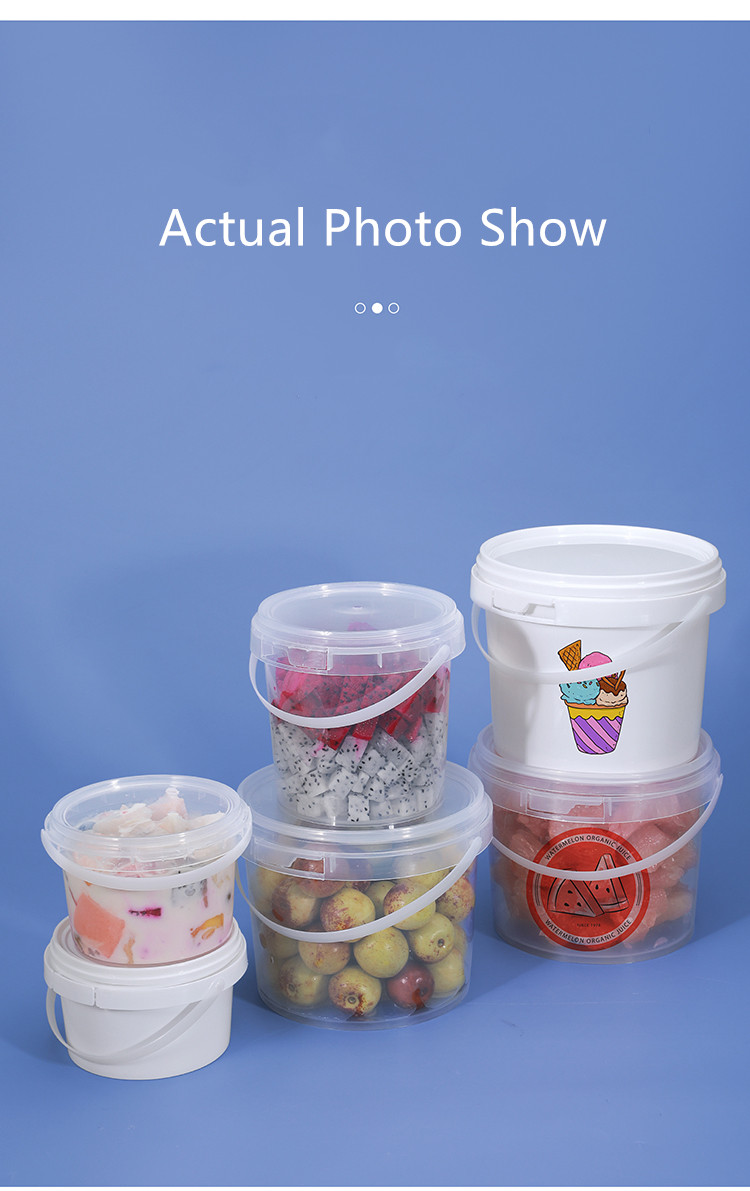 Multiple Specification Plastic Food Storage Bucket with Pull-Ring Cap and Custom Logo