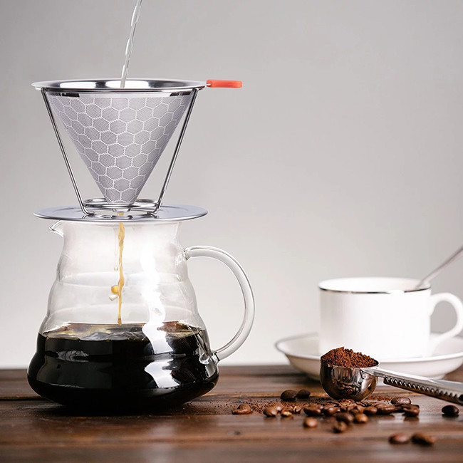 Reusable Cone Shaped Wire Mesh Coffee Filter Stainless Steel 304 Made
