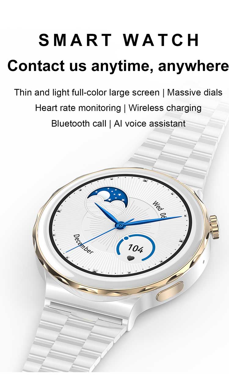 HK43 Lady Fashion NFC BT Call Smart Watch Bracelet Health Tracker Heart Rate Music Women
