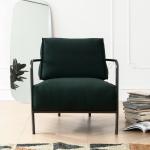 Metal Frame Fabric Leisure Chair Green Upholstered Fabric Chair