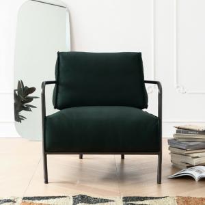China Metal Frame Fabric Leisure Chair Green Upholstered Fabric Chair wholesale