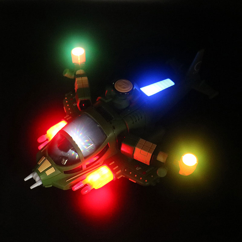 Unisex Electric Special Effects Music Lighting Universal Rotation Military Helicopter Toy