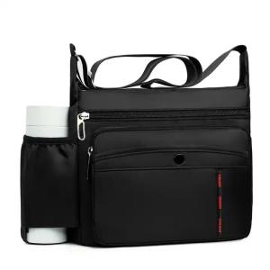 China Black OEM ODM Messenger Crossbody Bag With Bottle Holder Pocket wholesale