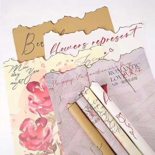 Waterproof Florist Wrapping Bouquet Packing Paper Love Letters Print Flower