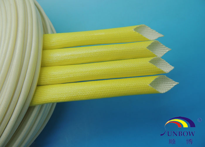 F Class 155℃ AC Motors Braided Fiberglass Sleeve 155℃ High Temperature With Acrylic Resin Cover