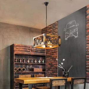 China Vintage Loft Wooden Chandelier Retro Industrial Living Room Bedroom Lamp Dining Room Square pendant lamp(WH-VP-237) wholesale