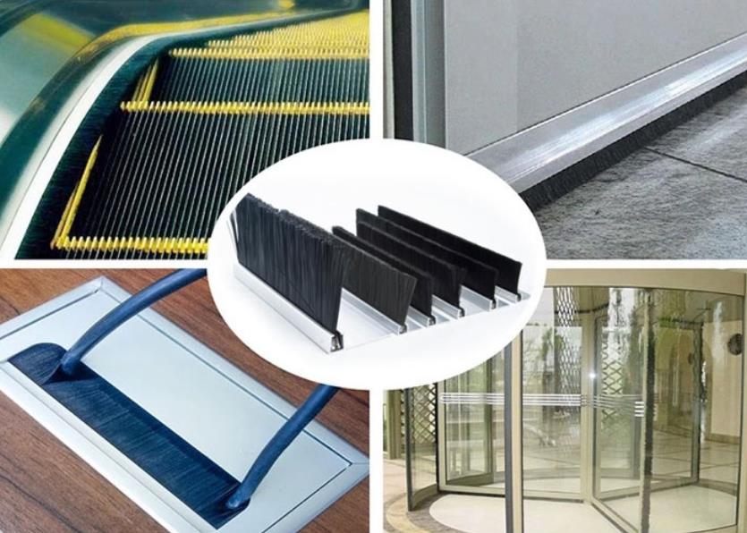 Customized Nylon Aluminium Alloy Strip Brush Double Row Brush For Escalator seal